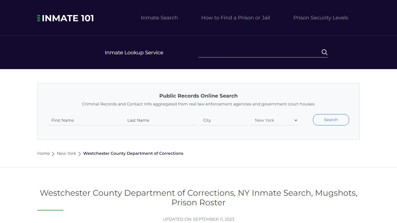 Westchester County Department of Corrections, NY Inmate Search ...